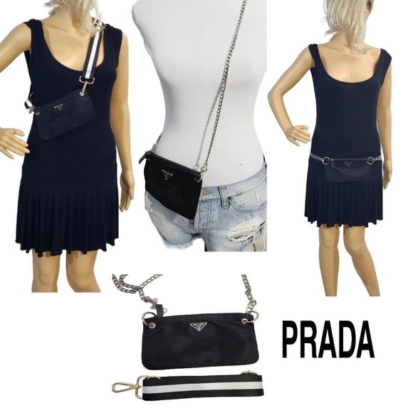 Prada Handbags - Prada Authentic Mini black  tessuto nylon pouch bag only